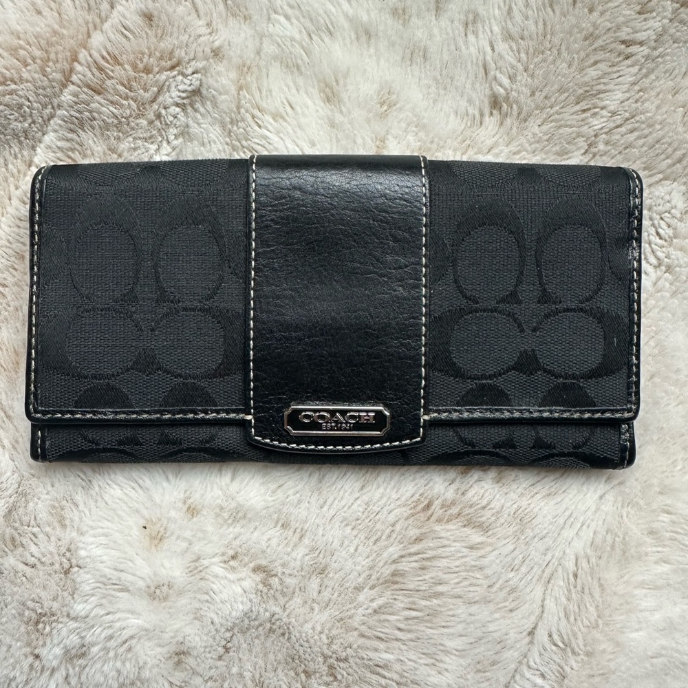 Coach black Signature  tri-fold  Wallet